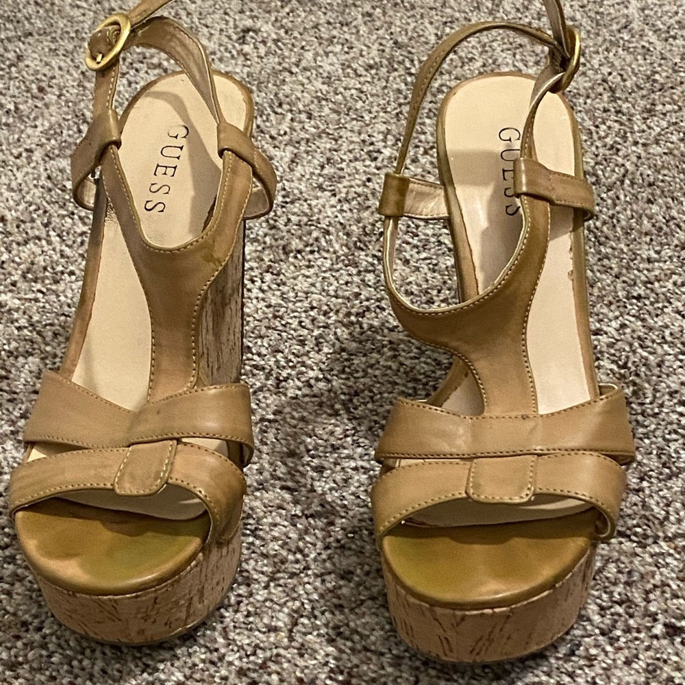 Tan wedge heels